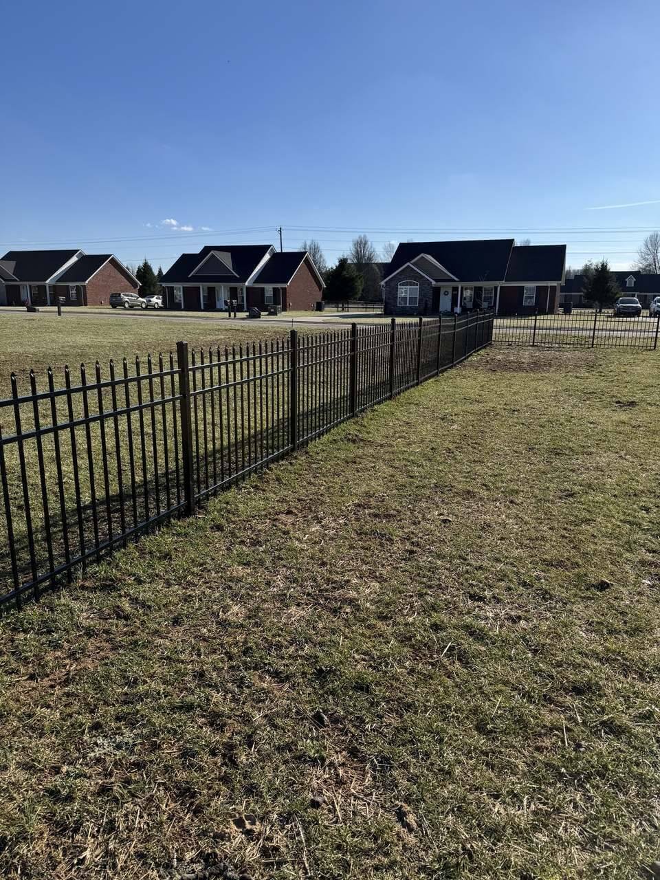 Open-top aluminum fence with spear-top pickets in Louisville, Kentucky